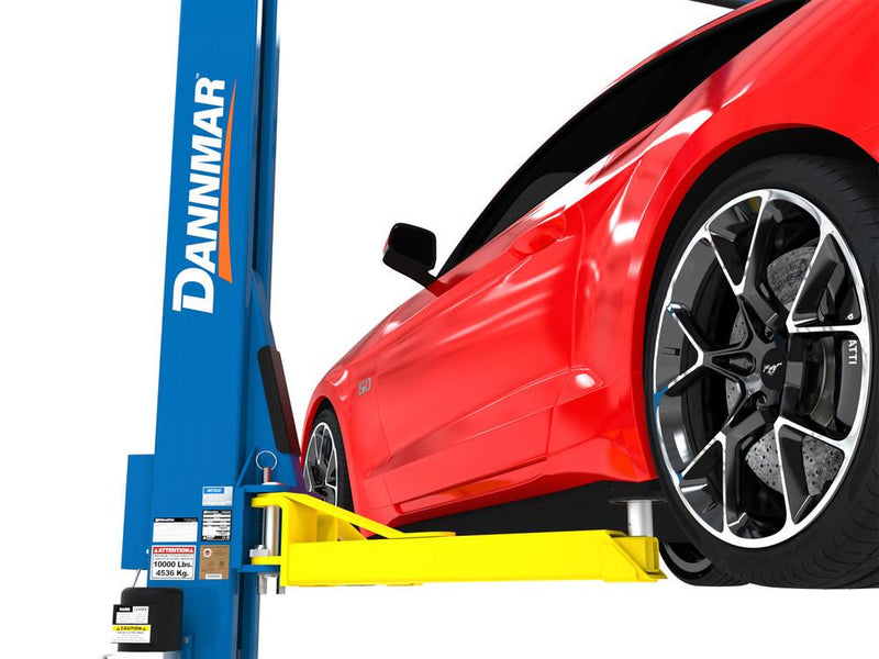 Elevate Your Garage Experience with the Dannmar D2-10A Asymmetric Two-Post Lift - 10,000 lbs Capacity with Stackable Pads and Adapters!