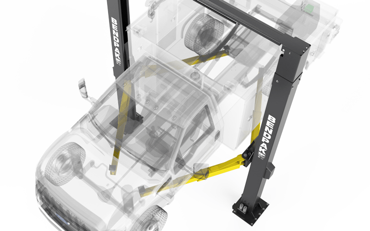 XPR-12CL-LTA Heavy-Duty 12,000 lb. 2-Post Lift with Clearfloor Design and Extended 72" Telescoping Arms