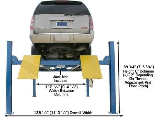 Heavy-Duty Atlas 412 12,000 lbs Commercial 4-Post Auto Lift - Model ATEATTD-412