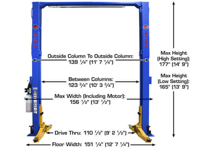 Atlas Platinum ALI Certified 12,000 lb 2-Post Overhead Vehicle Lift – Maximum Strength and Durability!