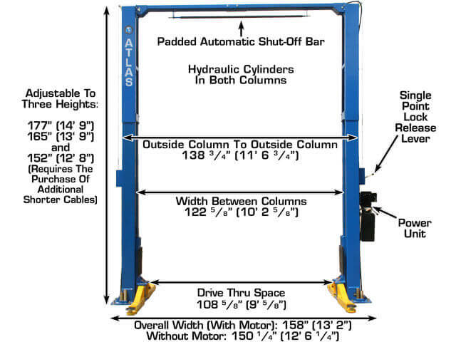 Atlas PV12PX Heavy-Duty 12,000 lbs Dual Post Overhead Lift for Ultimate Performance