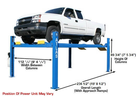 Heavy-Duty Atlas 412 12,000 lbs Commercial 4-Post Auto Lift - Model ATEATTD-412