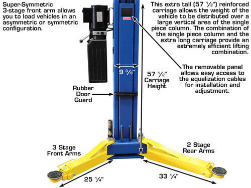 Atlas 9OHSC-SS Heavy-Duty 9,000 lbs Overhead 2 Post Vehicle Lift