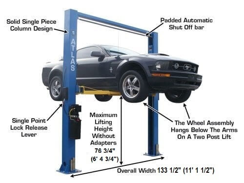 Atlas 9OHSC-SS Heavy-Duty 9,000 lbs Overhead 2 Post Vehicle Lift