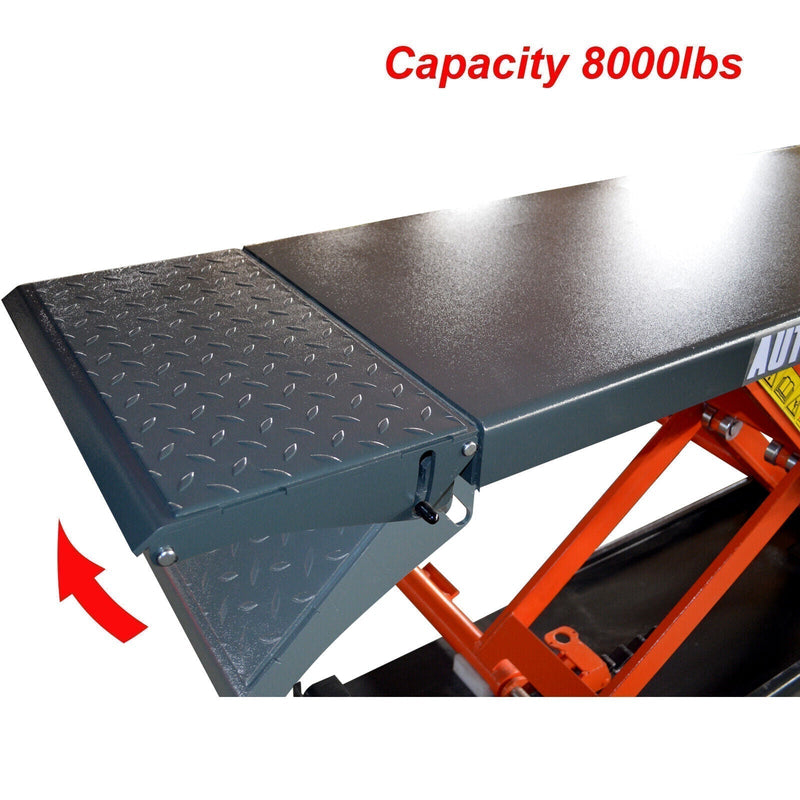 AUTOKATO Premium 8000lbs Mid Rise Scissor Lift with Convenient Pneumatic Release – Electric 110V/1PH